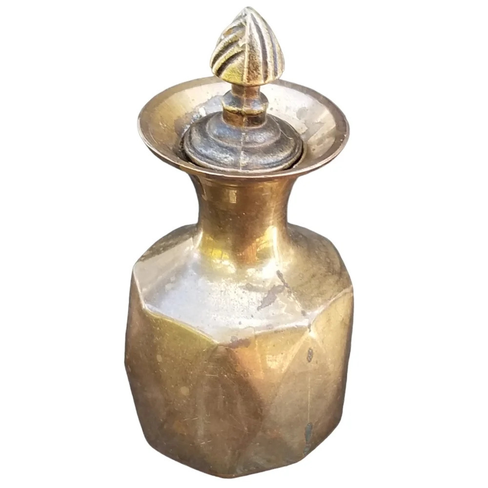 VINTAGE SMALL INDIA BRASS GINGER JAR